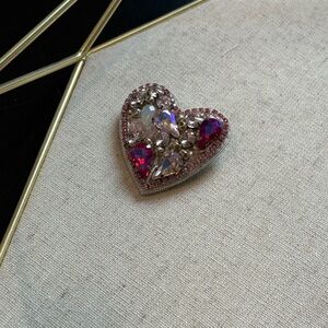 Pink and Silver Vintage Heart Brooch